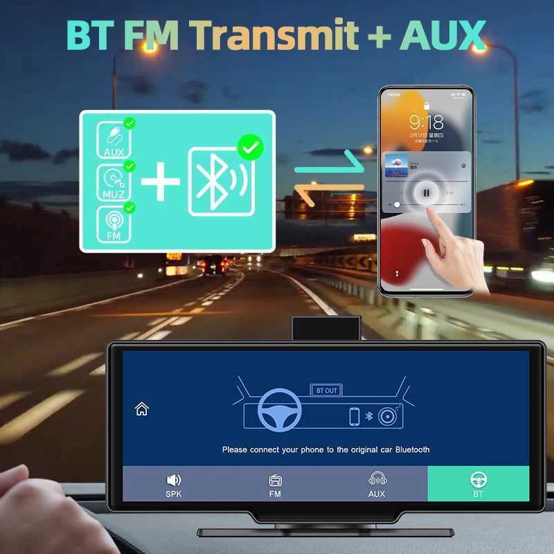Car dvr 4K AUX Car dvr Wireless Large Screen CarPlay Android Auto Dash Cam GPS Optinnal Rear Camera 24H Parking Monitoring R250529