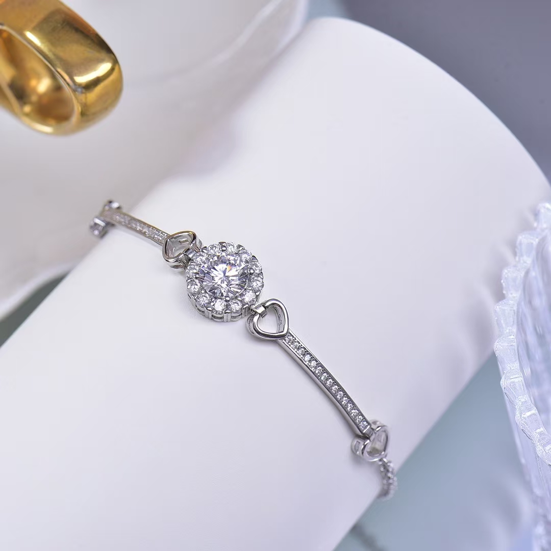 Classic Bingbing Bangle - Style Moissanite Bracelet - 925 Sterling Silver Plated with White Gold