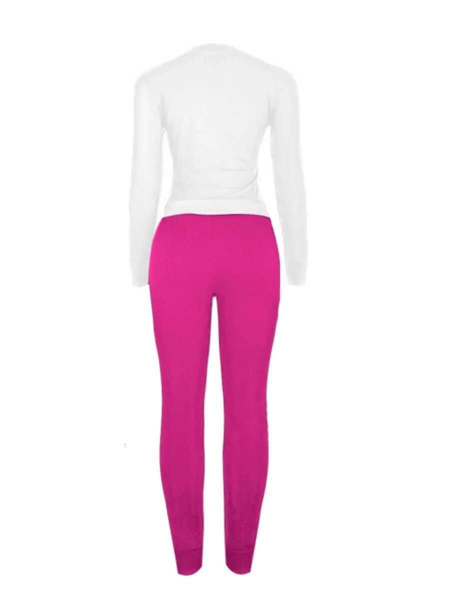 Fashion Women Autumn Winter Pink Letter Print Long Sleeve Hoodies 2 Pieces Casual Track Suits Pants Set