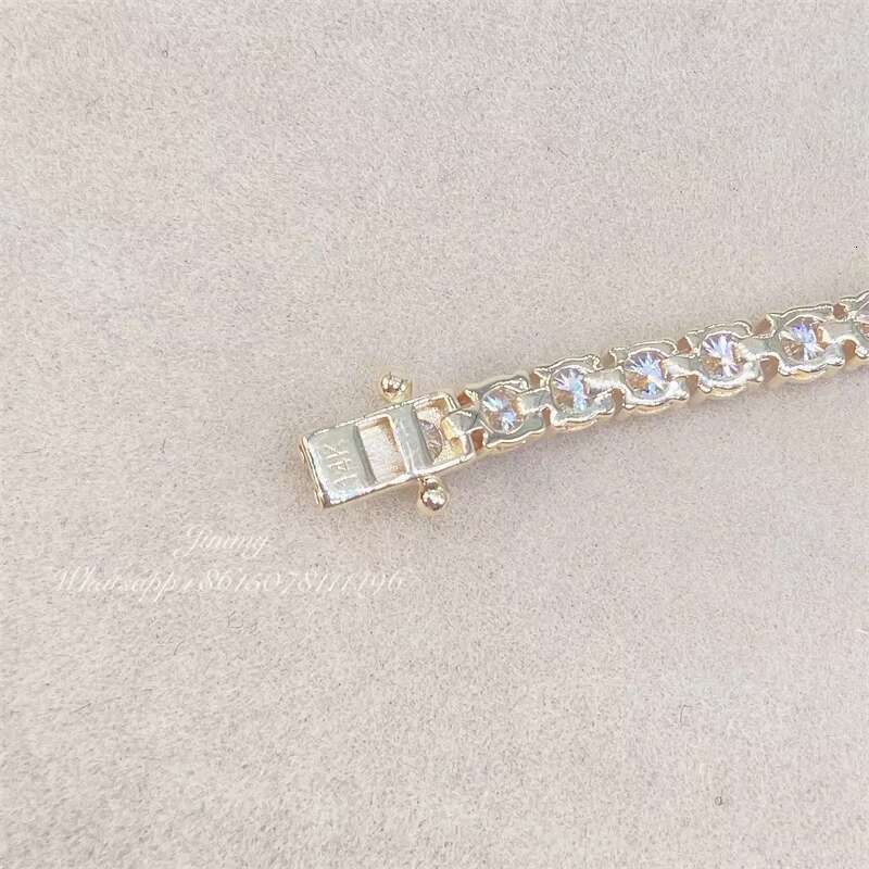 Wholesale Hip Hop Jewelry 10K Real Yellow White Rose Gold VVS Moissanite Diamond Iced Out Custom Tennis Bracelets
