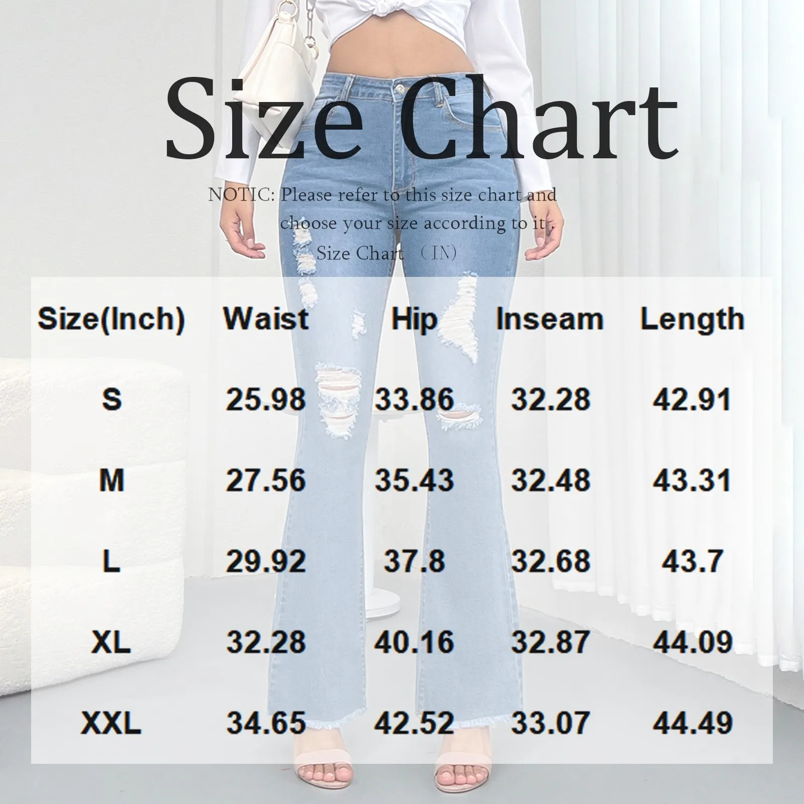 Spring Womens Ripped Jeans Cotton Slim High Waist Solid Color Sexy Denim Pants Fashion Street Flared Pants 250530