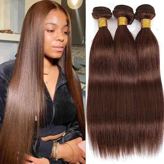 brown Chocolate straight bundle human hair Brown 4#