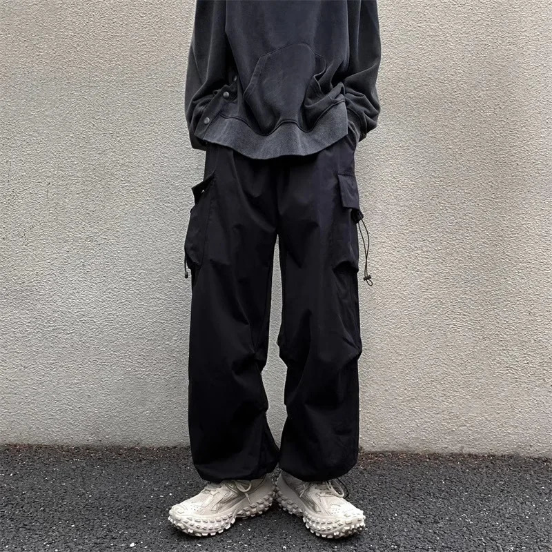 Men Classic Streetwear Vintage Solid Color Y2k Hip Hop Wide Leg Loose Seamless Pants Jogger Baggy Casual Comfortable Sweatpants 250527
