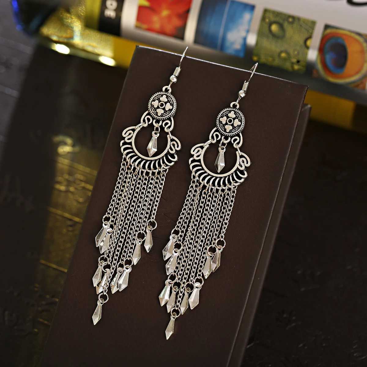 Chain Earrings For Women Long/Ethnic Earring Aesthetic Geometric Gypsy Dangle Ear Rings Indian Jhumka Jewelry Gift Earrings Girl Z250530