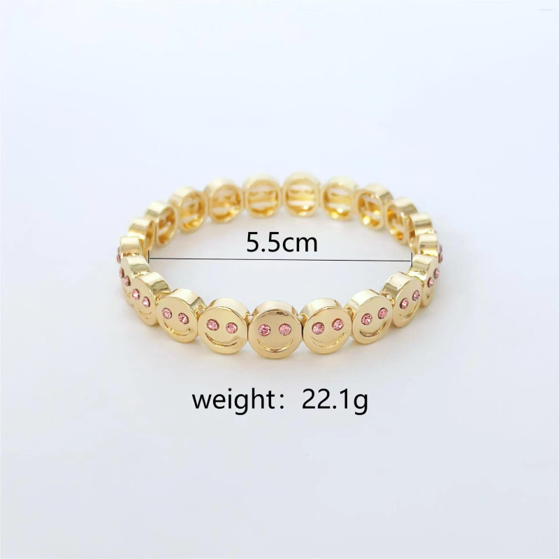 Gold Color Fashion Happy Face Girls Bracelet Cubic Zirconia Beads Golden Women Men Gifts Jewelry Access