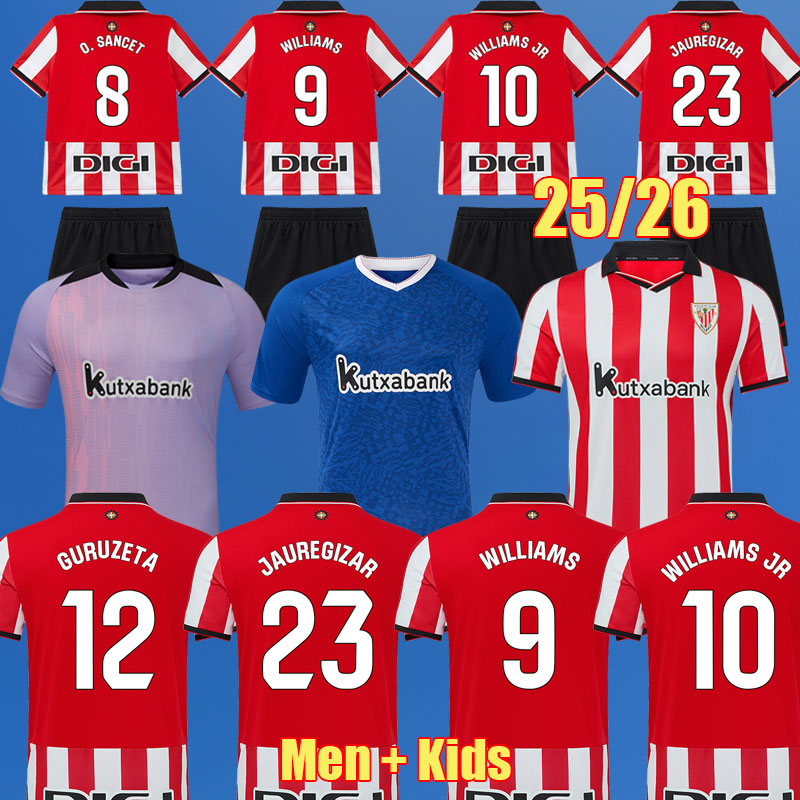 25 26 Club Bilbao Soccer Jerseys BERENGUER 2025 GURUZETA Athleticses WILLIAMS JR Football shirt VILLALIBRE PAREDES YERAY camiseta O SANCET Men Kids Equipment 888