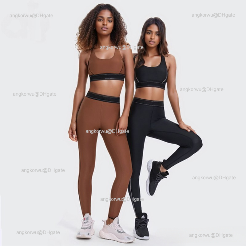 Designer Yoga Set 2 Pieces Sports Tank Top Suit Up Bra Leggings Adjustable Straps Medium Support Gym Wear High-rise Running Sweatpants Dance Pilates Muse Sportswear