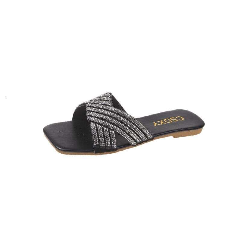 Flat Bottomed Sandals For Women's Summer Outdoor Wear 2025 New Style Indoor And Outdoor Flat Bottomed Cross Beach Straight Line Sandals Designer 