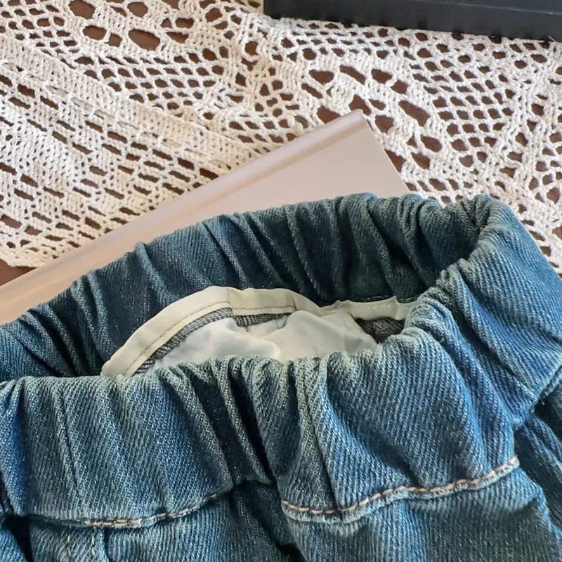 Kids Jeans Bow-printed Baggy Wide-leg Pants Jeans for Girls Boys Pants Girls Trousers Clothes for 2 To 7 Years 250527