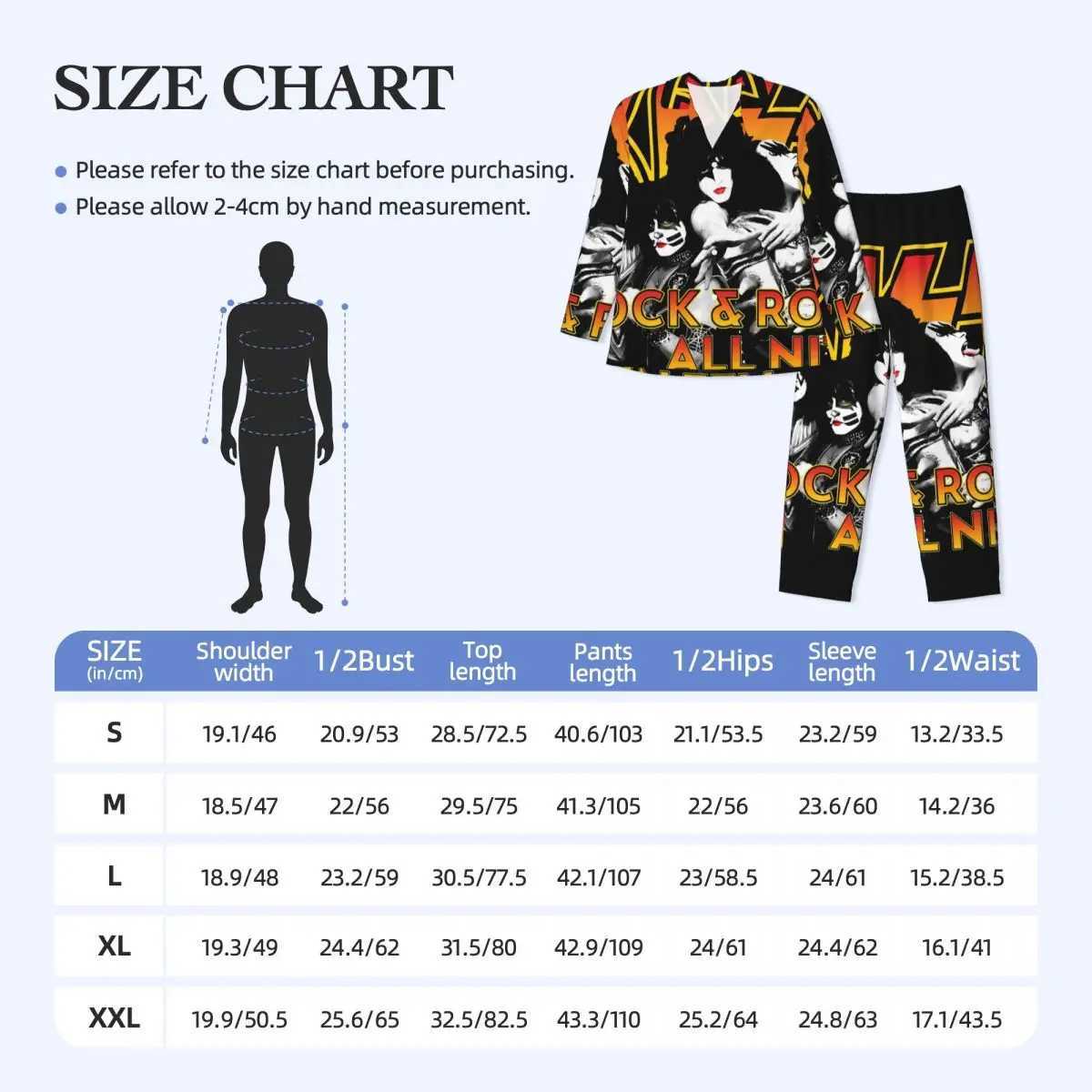 Kiss Band Pajama Sets Rock Music Band Trendy Sleepwear Men Long Sleeve Casual Sleep 2 Pieces Home Suit Plus Size 2XL Z250530