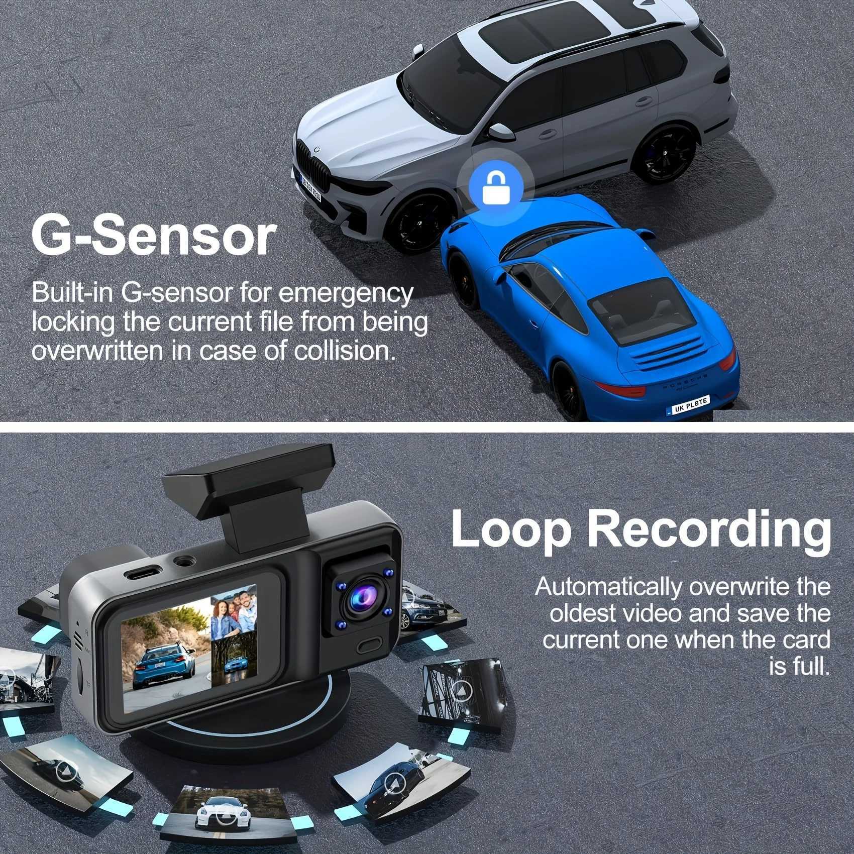 Car dvr Dash Cam for Cars 3 Channel Car dvr 1080P Camera Video Recorder Front and Rear Inside View Camera for Vehicle Three Way Dashcam R250529