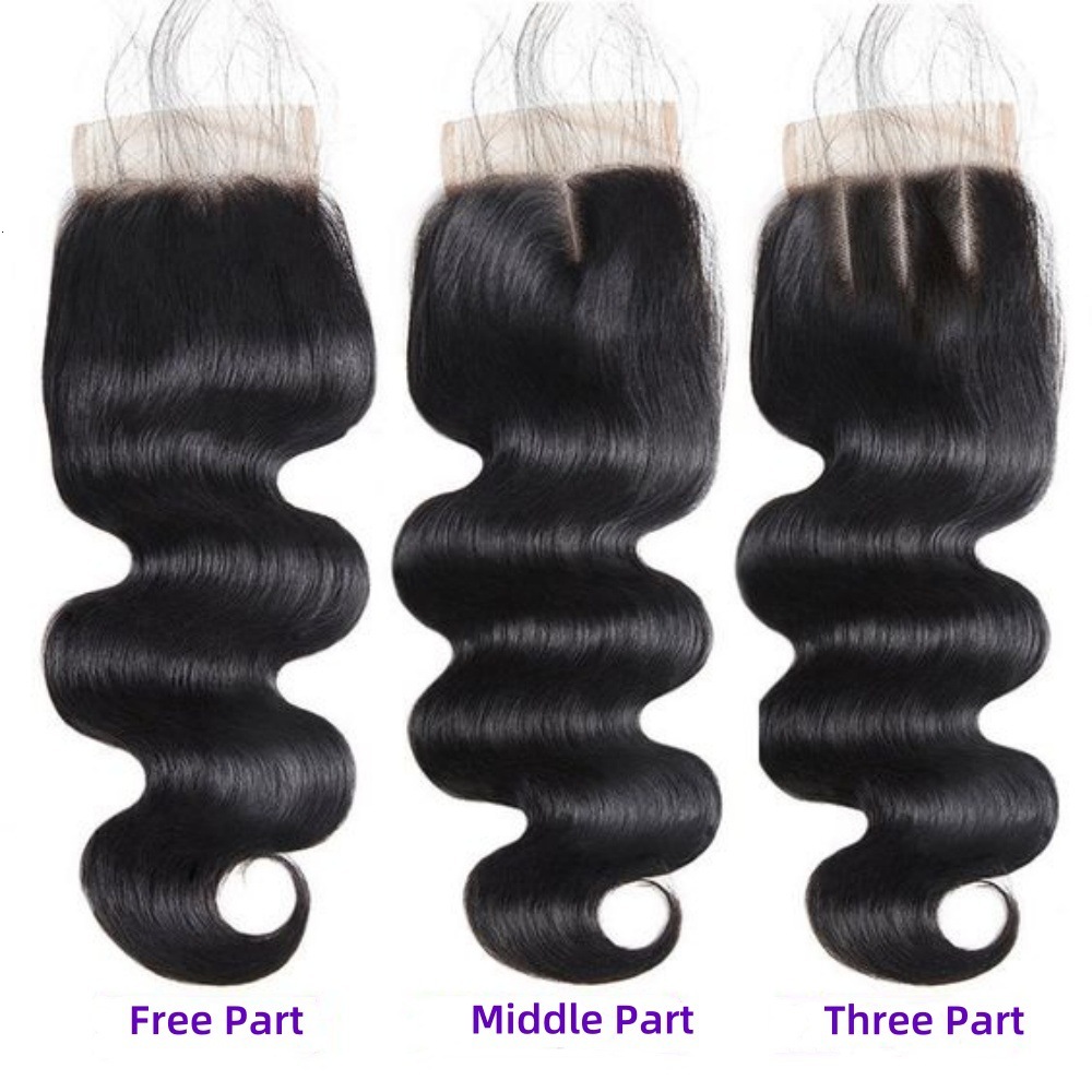 Closure 4by4 Body Wave Transparent Brown Lace 4*4 Hand-Woven Hair Piece