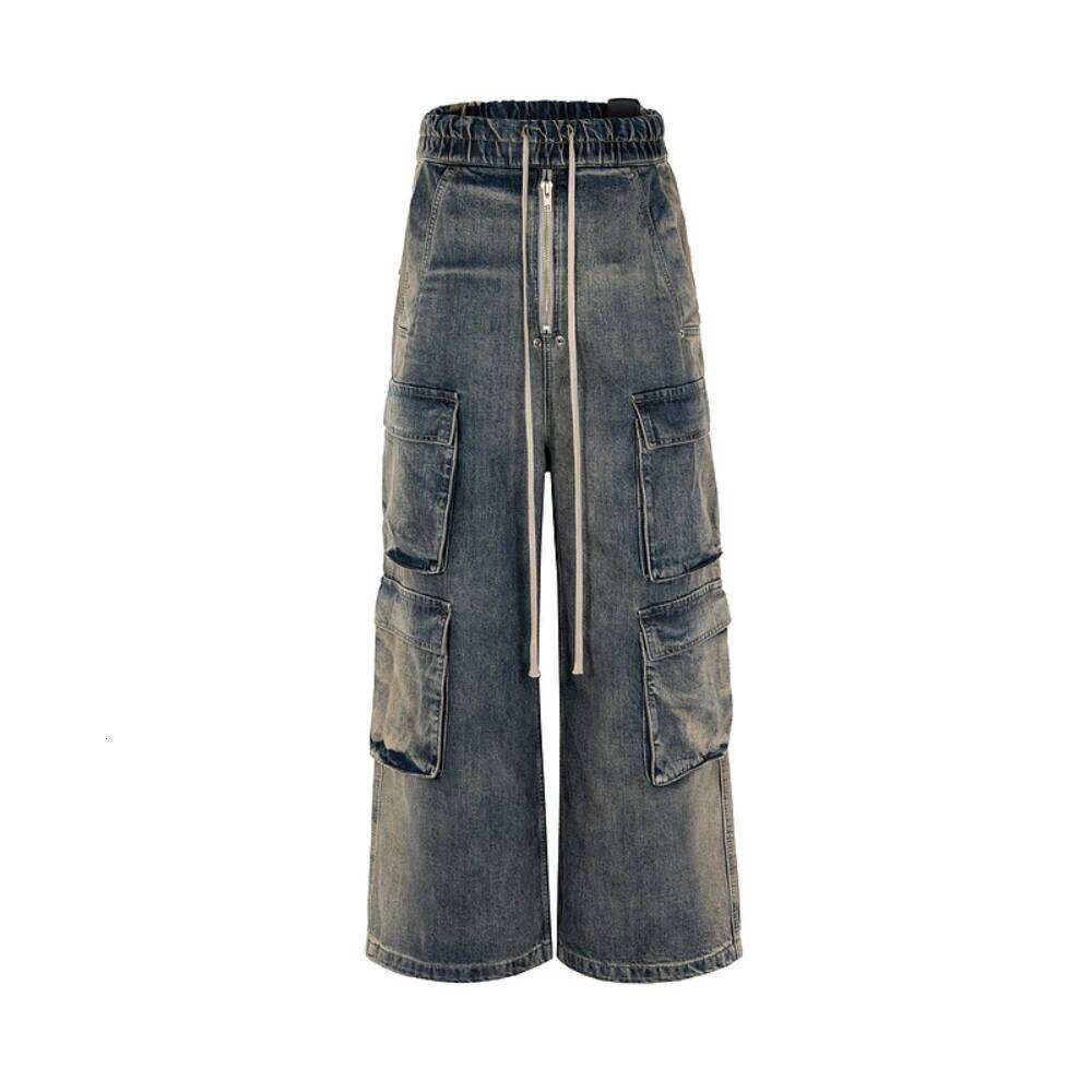 Owen Seak Men Cargo Jeans Casual Loose Gothic Men's Sweatpants Autumn Black Long Pants Size XL