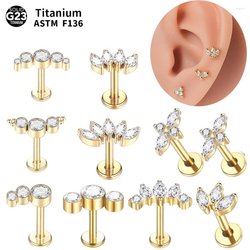 Stud Earrings 1PC Implant Grade Titanium Labret Piercing Lip Ring Internal Thread Ear Tragus Cartilage Daith For Women