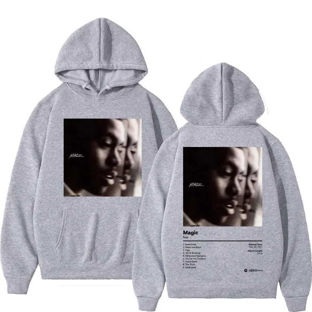 Rapper NAS Magic Album Cover Print Hoodie Mens Womens Fashion Vintage Hooded Sweatshirts Harajuku Hip Hop Oversized Pullovers W250530