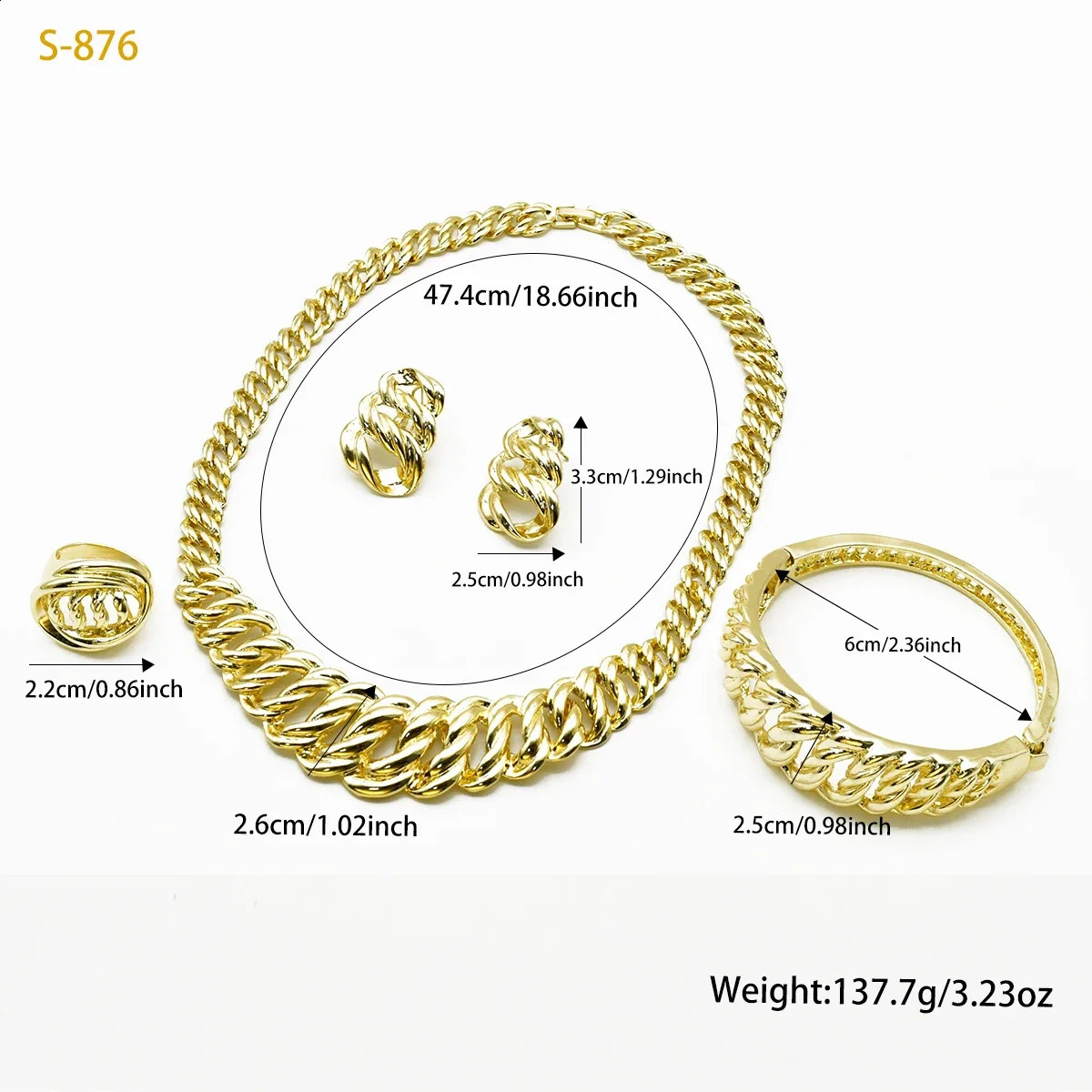 Indian Bridal Chain Necklace And Earrings Sets For Women Dubai Ethiopian 18k Gold Color Jewelry Set Wedding250519