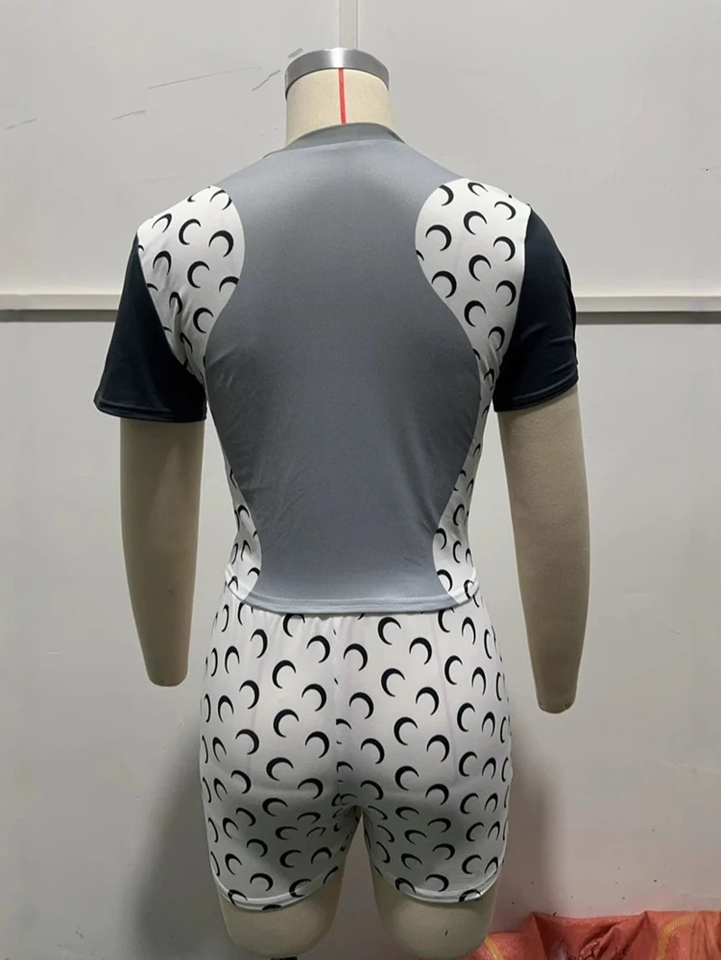 STYLISH LADY Letter Printed Sports 2 Piece Set Women Short Sleeve T Shirt and Shorts Suits Summer Patchwork Fitness Outfits 250527