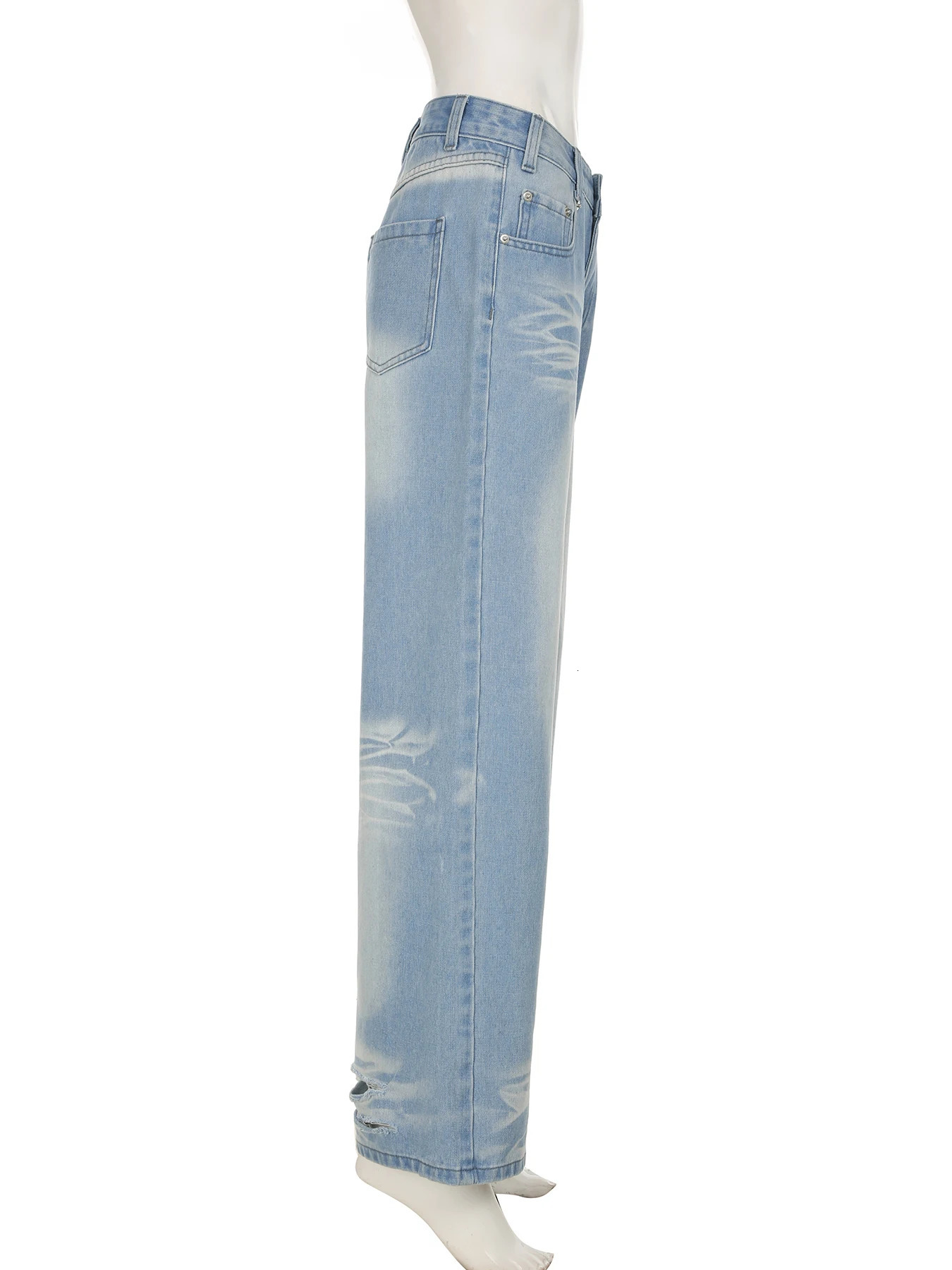 IAMSURE Casual Loose Jeans Wide Leg Pants Holiday Basic MidWaisted Straight Women Streetwear Trousers Elegant Capris 250530