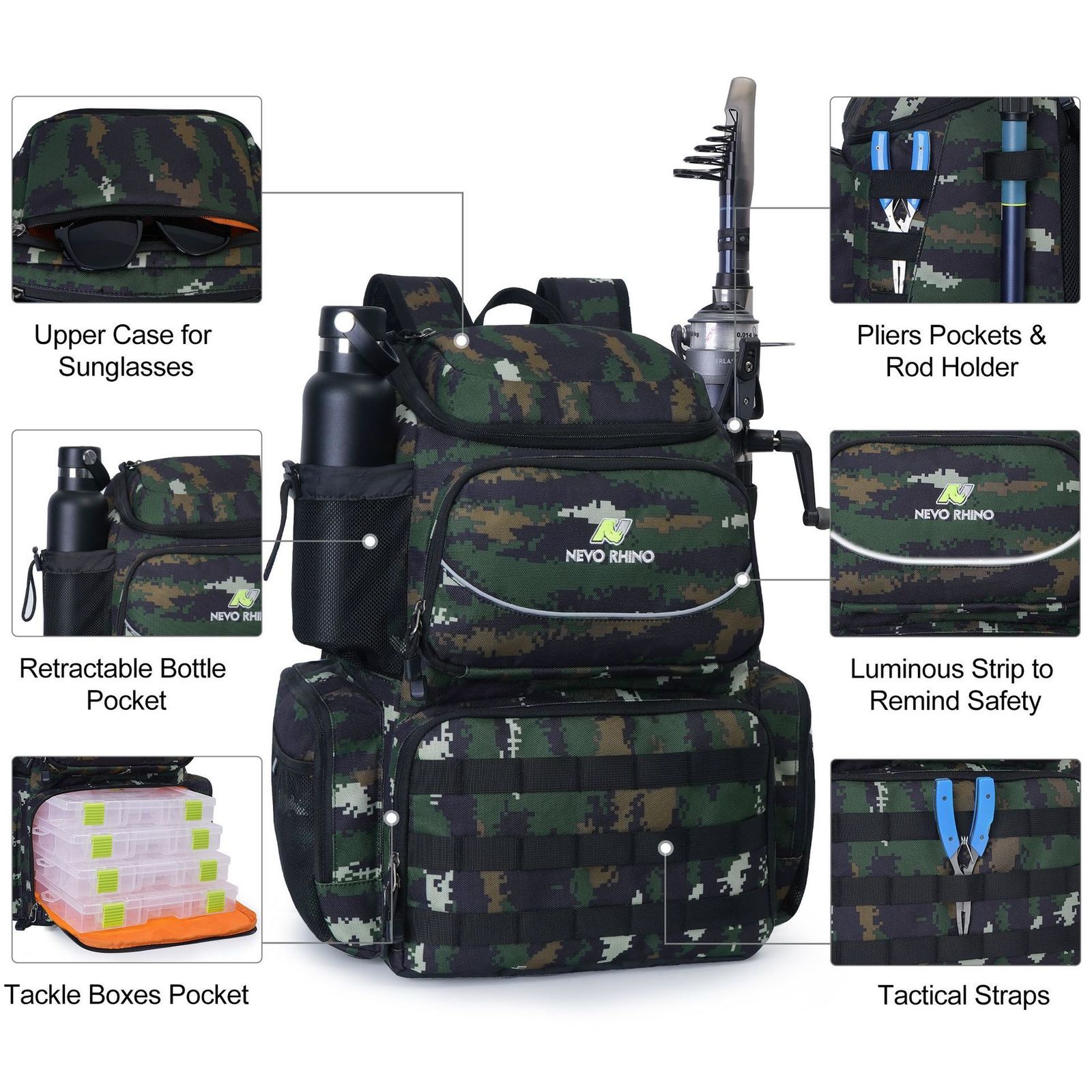 Bassdash Fishing Bag Tackle Backpack Lightweight Tactical Tackle Box Multifunctional 250121