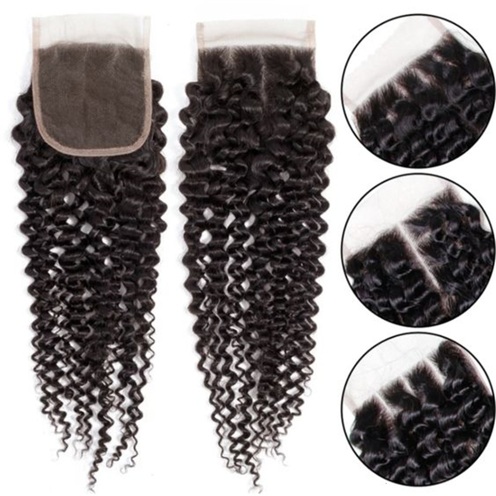 kinky 4by4 curly Transparent closure lace human hair