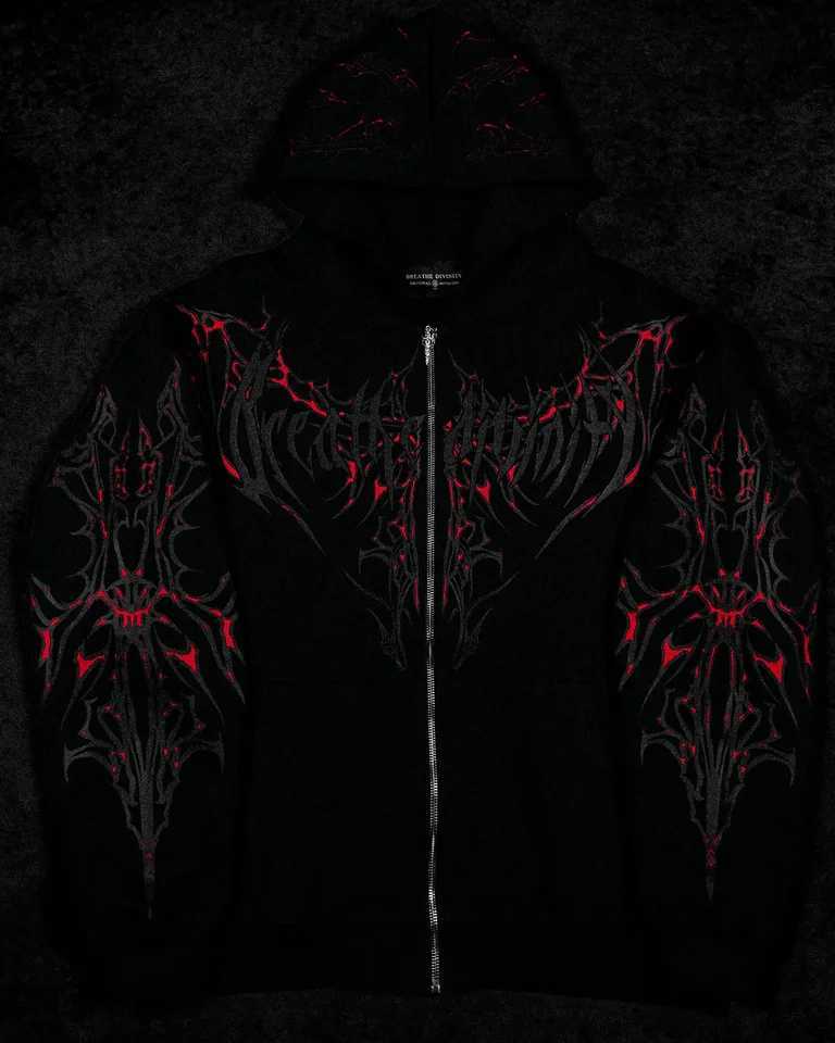 Shadow Monarch Cyber Hoodie Oversized Zip-Up Techwear Gothic Streetwear Breathable Gym Yoga Y2K Loose Fit Unisex Top W250530