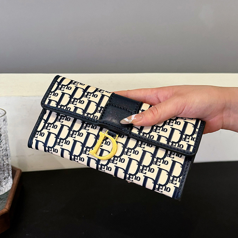Niche Women's Luxury Bag Short Wallet New Free Delivery Designer Bag 2025 New Letter Print Foldable Coin Purse Multi-card Slot Clasp Long Clutch