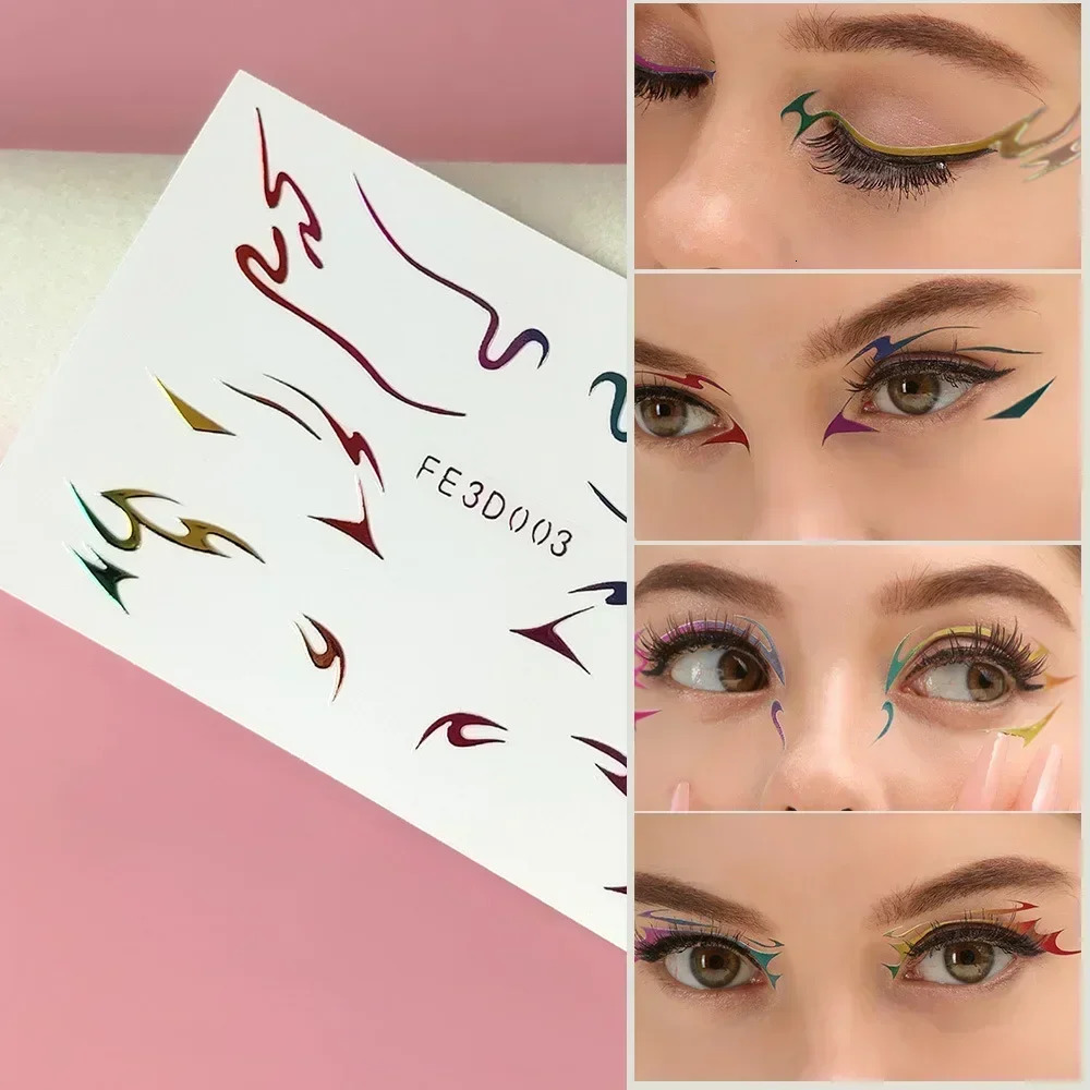 Colorful Eyes Makeup Stickers Laser Eye Eyeliner Eyebrows Face Art Sticker Decals Halloween Year Festival Party Decorations 250530