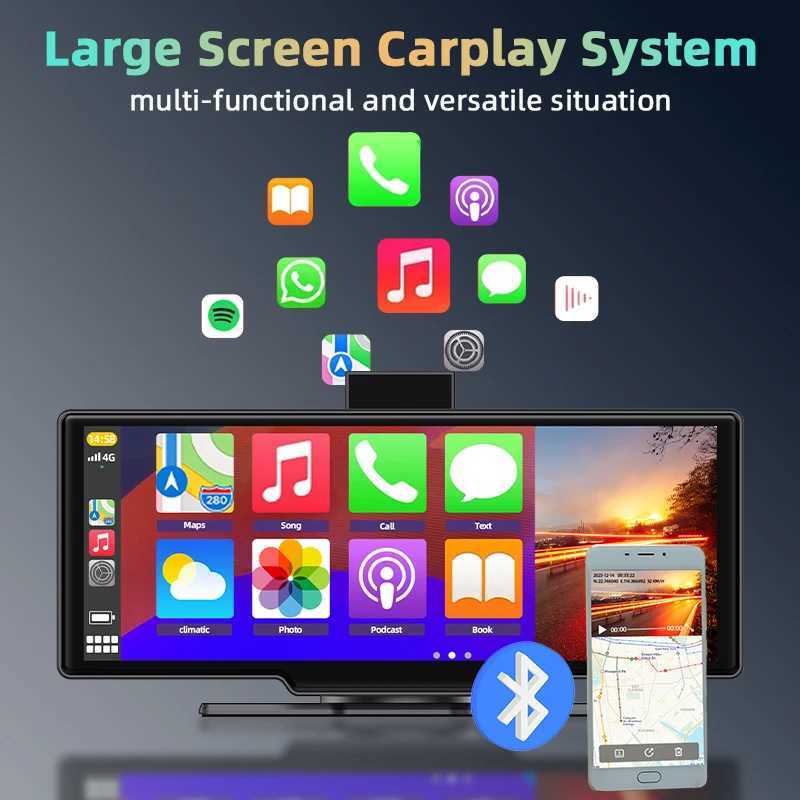 Car dvr 4K AUX Car dvr Wireless Large Screen CarPlay Android Auto Dash Cam GPS Optinnal Rear Camera 24H Parking Monitoring R250529