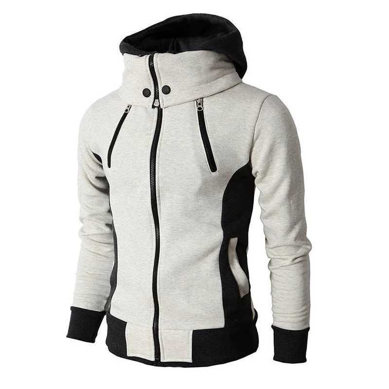2023 Mens Fashion High Collar Warm Four Zipper Jacket Casual Zipper Hoodie Jacket Outdoor Sports Hoodie Jacket W250530