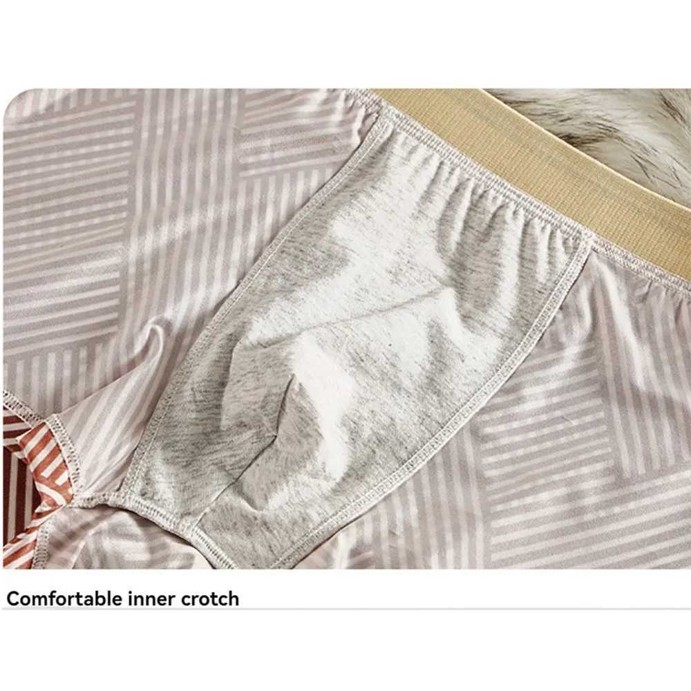 3PCS/Pack Fashion Striped Ice Silk Cool Breathable Mens Underwear Comfortable Crotch Boxers High Elastic Waistband Underpants XJ250530