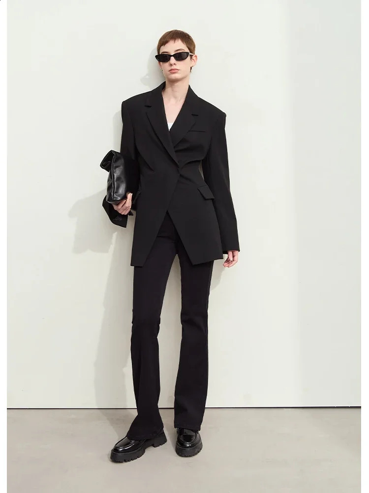 Amii Minimalism Women Denim Pants 2024 Autumn Retro Highwaist Microflare Cotton Slim Basic Trendy Trousers 12443191 250516Z