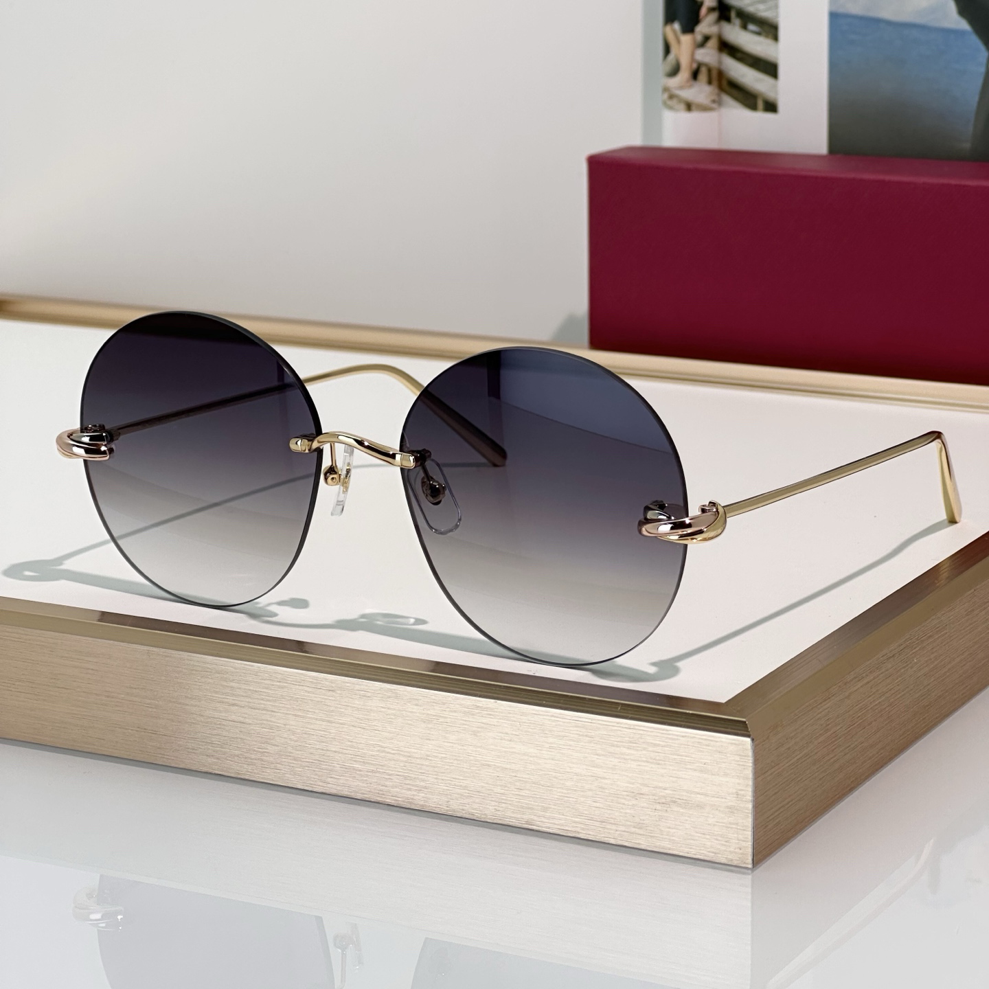 Sunglasses For Men Women Summer Popular 0475 Designer Stylish Outdoor Fashion Style CR39 Anti-Ultraviolet Retro Plate Metal Round Frameless Glasses Random Box