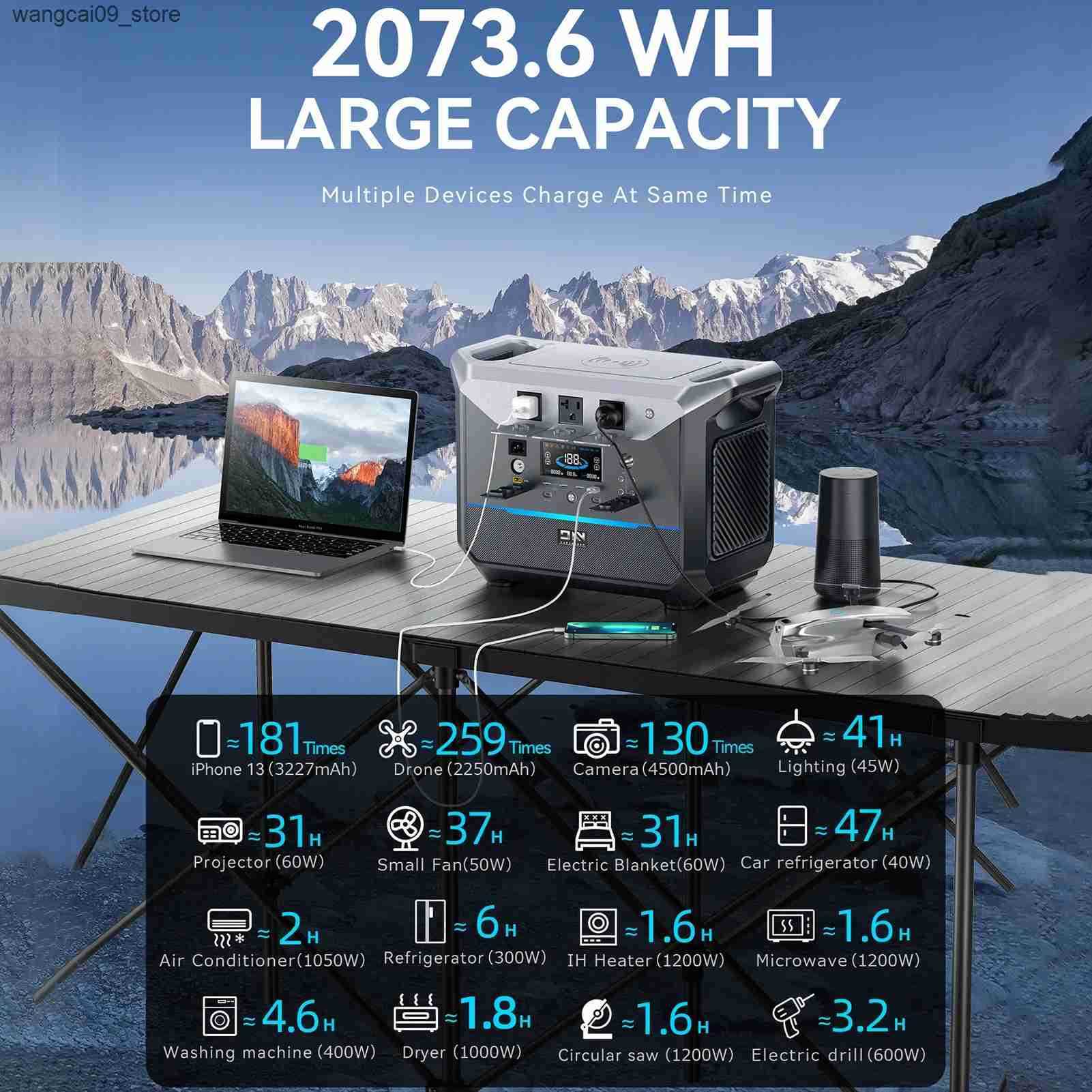 DaranEner NEO2000 Portable Power Station 2000W 2073.6Wh Capacity LiFePO4 Battery Emergency Mobile Solar Powered Generator for Ho z250530