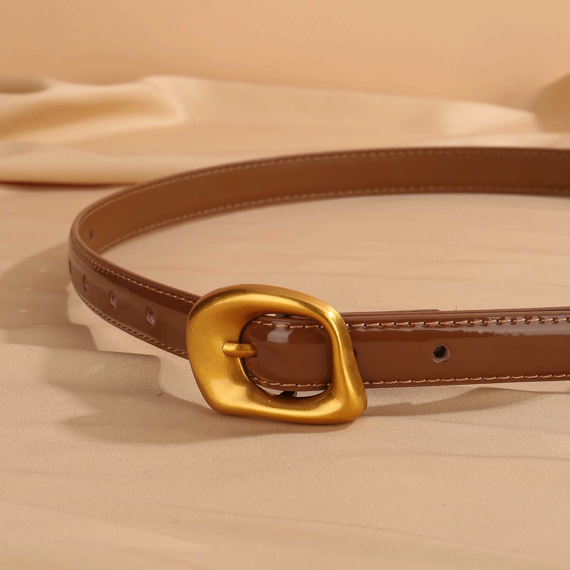 Retro Gold Buckle Belt for Women Skinny Leather Belts for Dresses Jeans Pants Fashion Ladies Thin Waist Belts Z250530