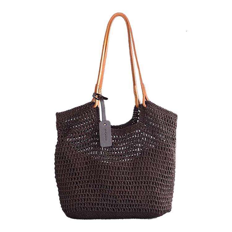 Tote Bag Leather Bag New Single Hollow Casual Vacation Beach Fresh INS Style Large Capacity Woven Shoulder Bag Shoulder Bag