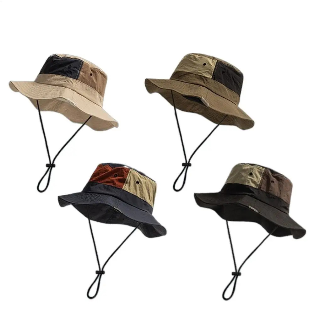 Sun Protection Wide Brim Bucket Hat Quick-dry Summer Men Women Anti-UV Caps Sun Protection Breathable Fisherman Hat Camping 250606