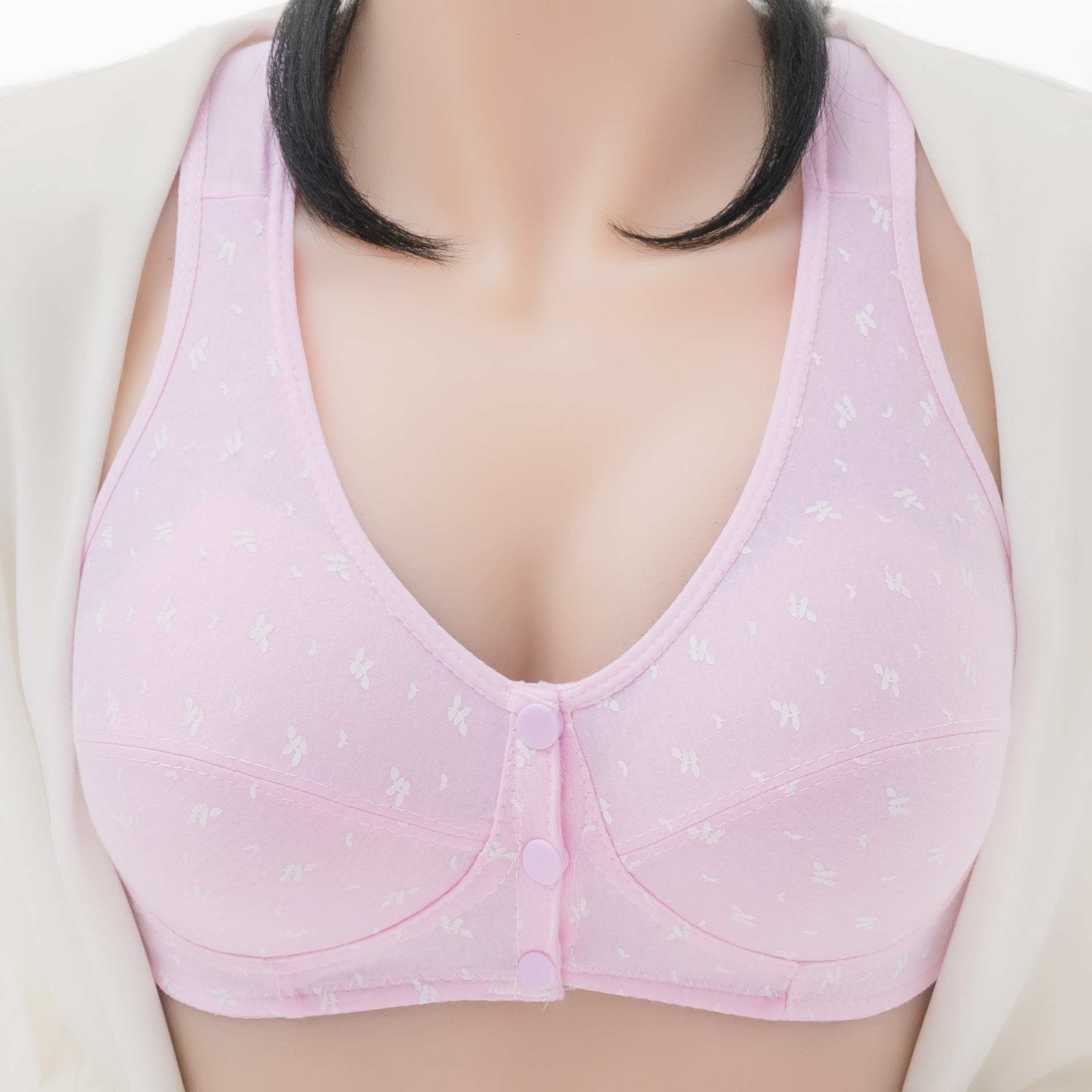 women's lingerie Large cupped bras Wanshuting Middle-aged and Elderly Women's Thin Bra, Front Closure Vest Style, Plus Size, Wireless, No Pa