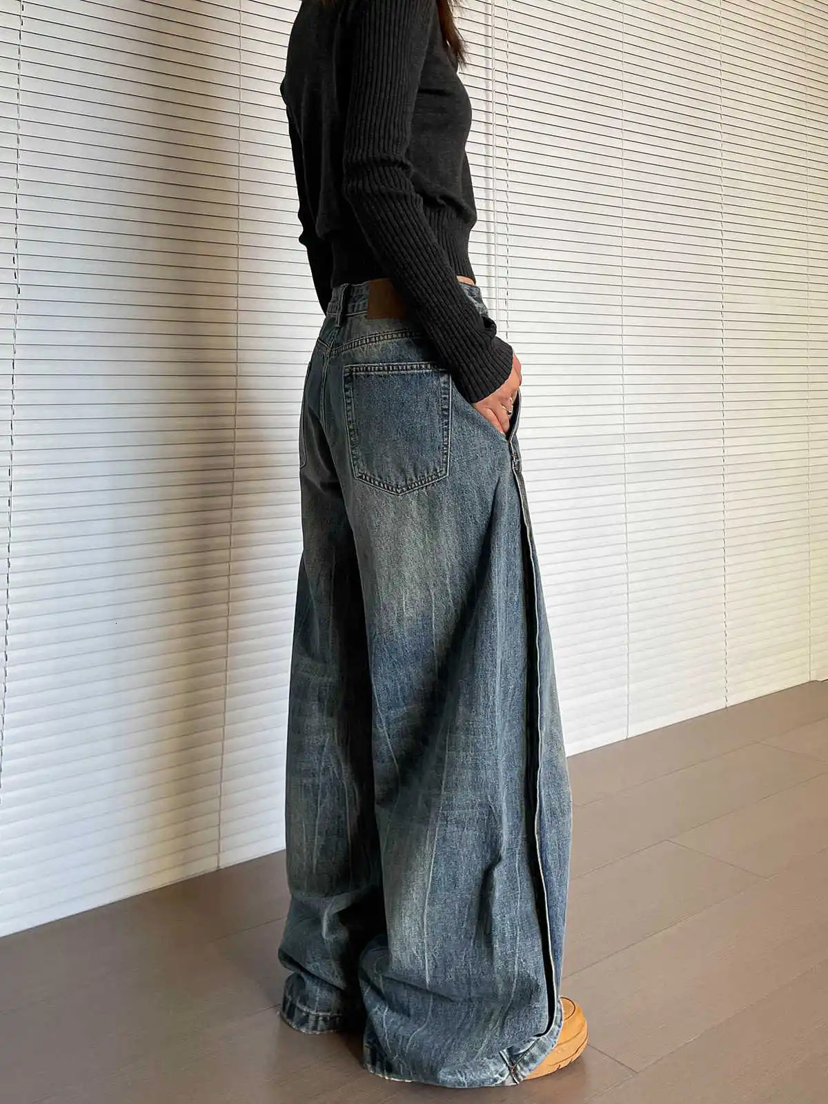 Womens Baggy Y2k Jeans Harajuku Denim Trousers Vintage Streetwear Japanese 2000s Style Oversize Jean Pants Trashy Clothes 250530