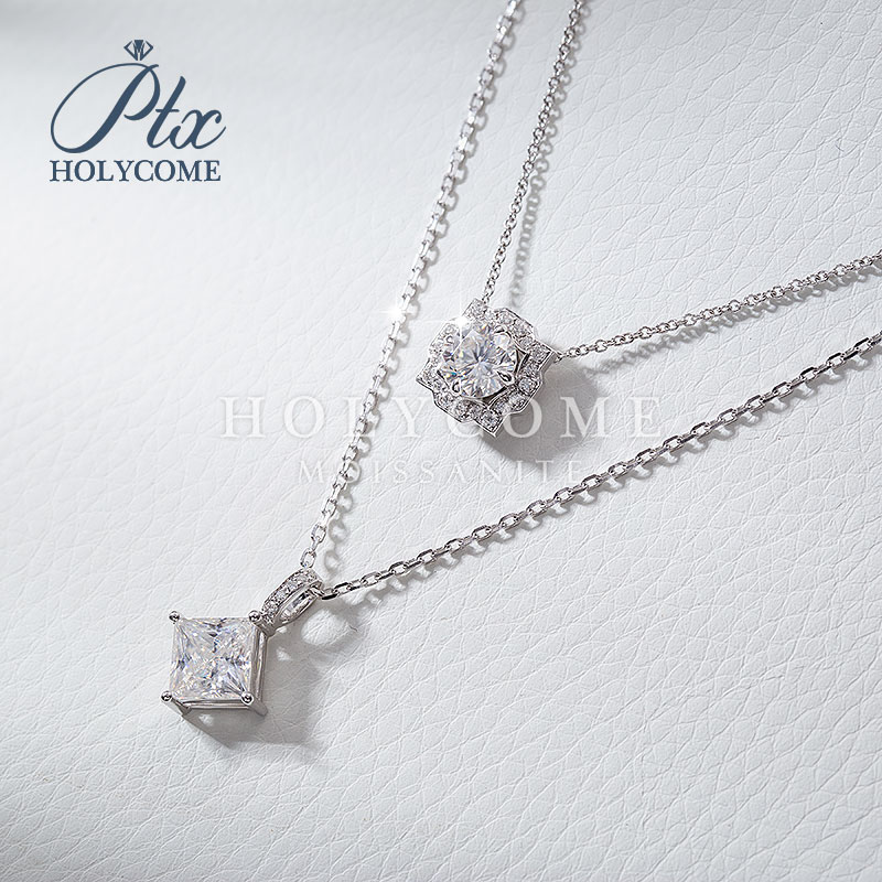 New Design 925 Sterling Silver Moissanite Jewelry Necklace Round Shape 1CT GRA Certified D VVS Moissanite Diamond Pendant for Gift