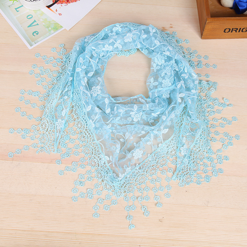 K874 2024 new Korean style scarf creative lace scarf female tassel silk scarf female fashion shawl scarf manufacturers wholesale