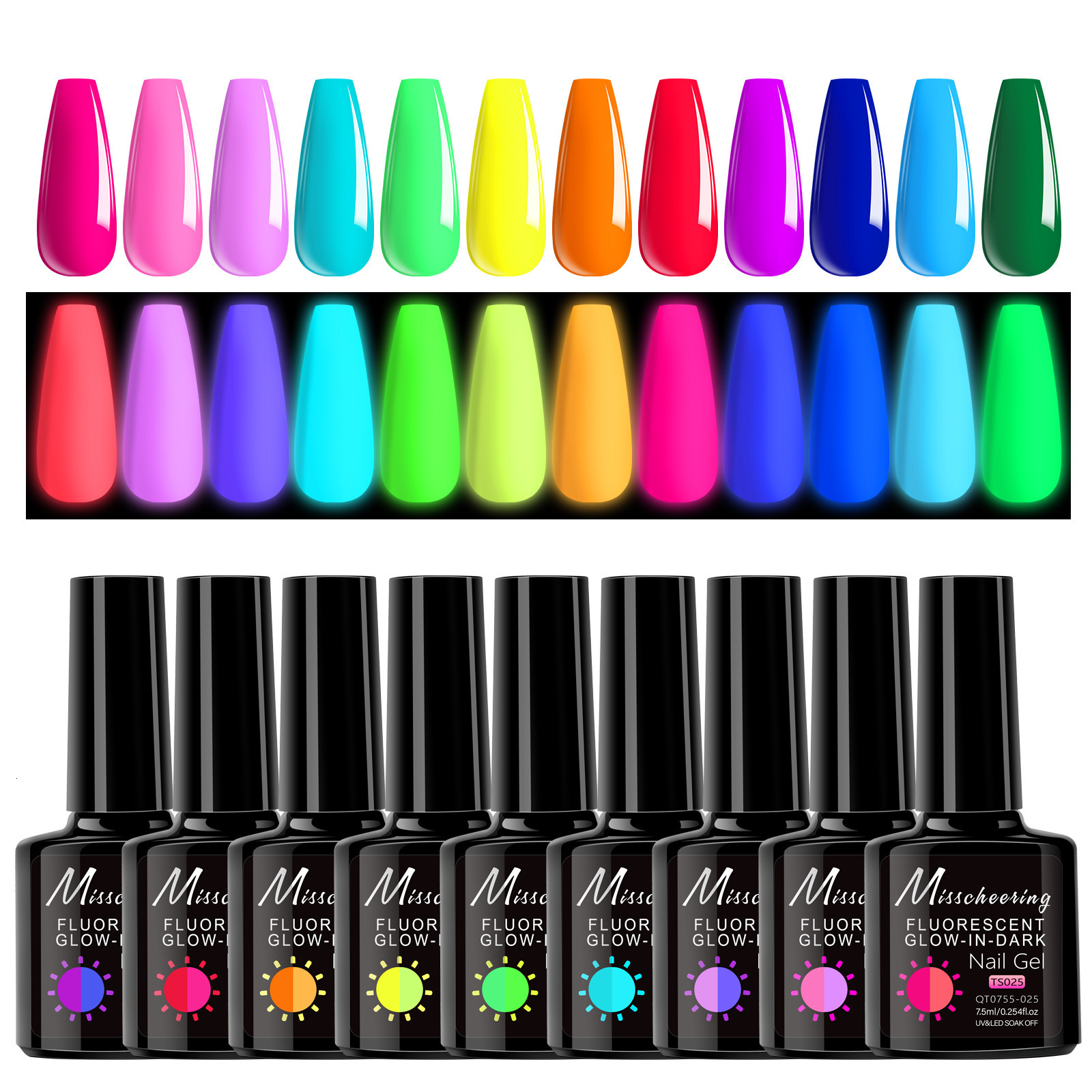 12 Colors Nail Gel Fluorescent UV LED Nail Polish Gel Glow in the Dark Set230927