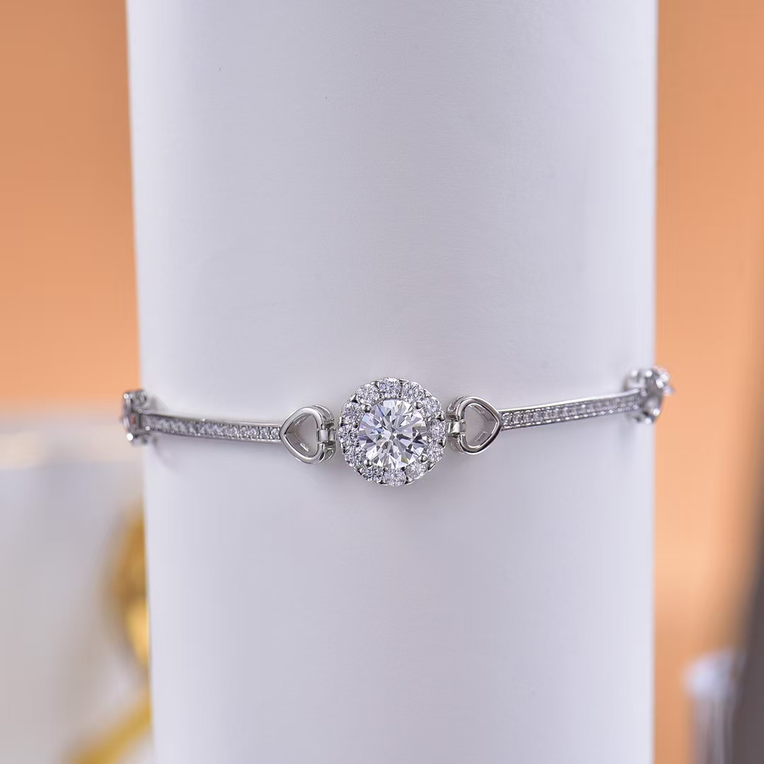 Classic Bingbing Bangle - Style Moissanite Bracelet - 925 Sterling Silver Plated with White Gold