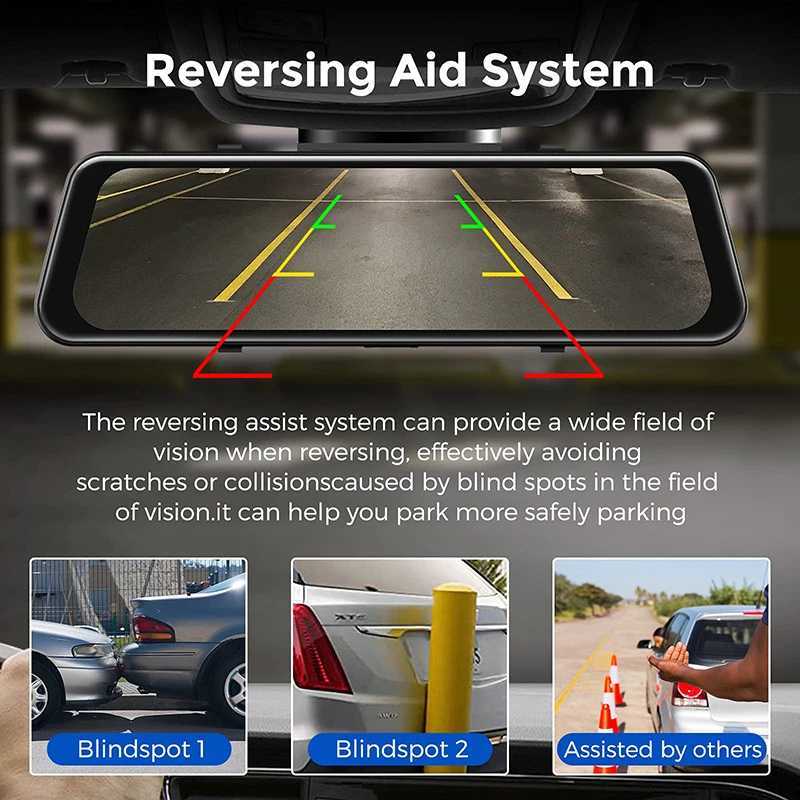 Car dvr 4K Dash Cam for Cars 12inch Wireless CarPlay Android Auto Car dvr Video Recorder GPS Rear View Mirror car intelligent systems R250529