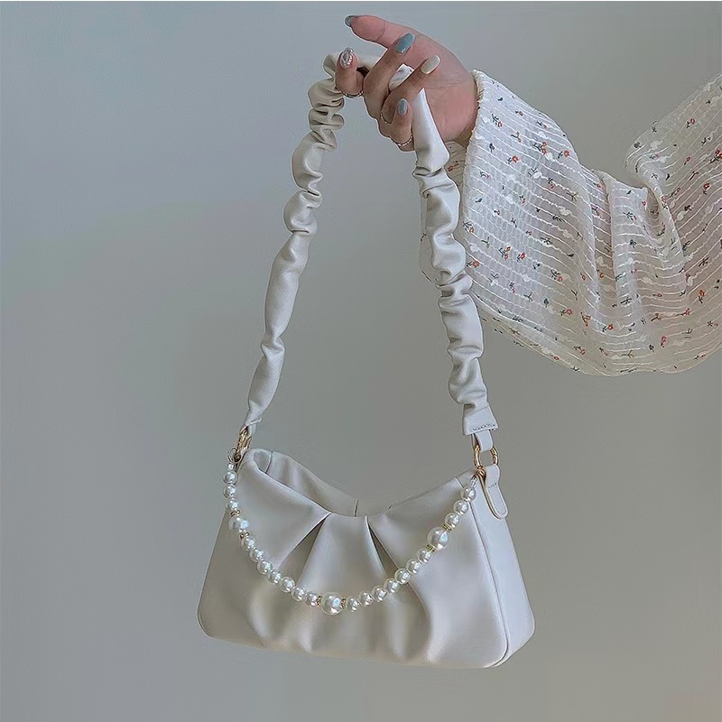 New Women s Handbag Wrinkled Pearl Cloud Underarm Bag Single Shoulder Crossbody Bag trend Designer Women s trend Single Shoulder Bag