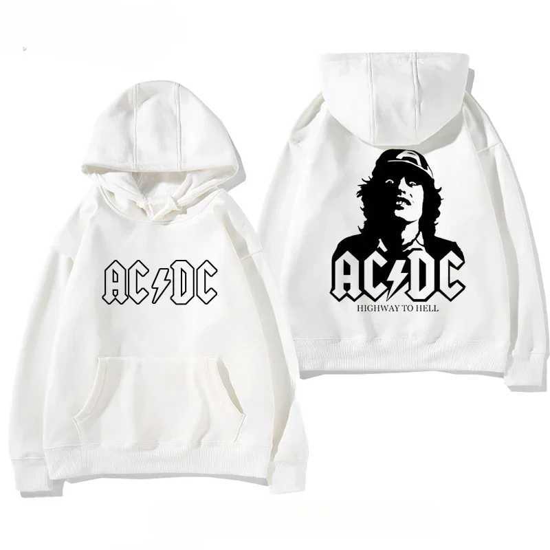 Trend European and American Hard Rock Metal Band ACDC Autumn and Winter Loose Velvet Hoodie Mens and Womens Coat Clothes W250530