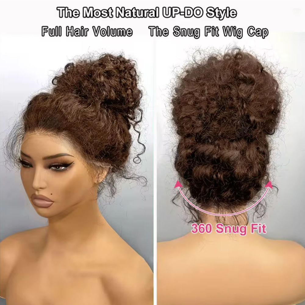 Invisible Strap 360 Full Hd Lace Glueless Wig Chocolate Brown Deep Wave 30 Inch Lace Front Wig Human Hair Deep Curly 360 Upgrade Frontal Human Hair Wi