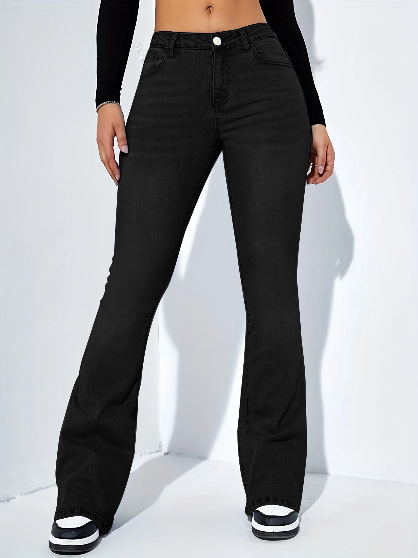 Womens jeans high waist stretch comfortable flared pants Denim 250530