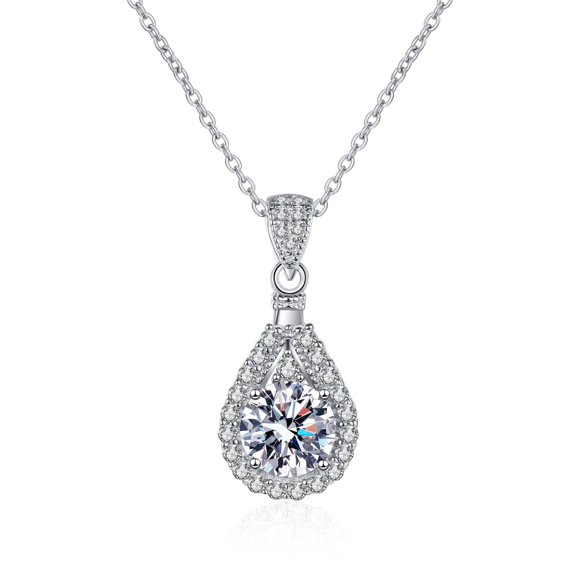 925 Sterling Silver Moissanite Collarbone Necklace for Women PT950 Gold Plated Minimalist Rose Gold Pendant Jewelry Wholesale Ready Stock