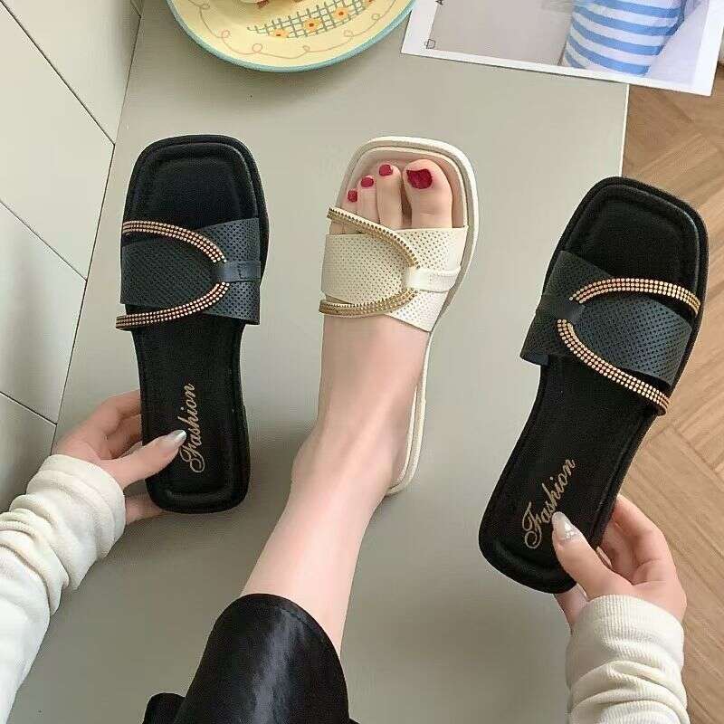 Summer Women's Slippers, Lazy Style, Fashionable Home Flat Bottomed Soft Soled Sandals, Vacation Beach Anti-skid Slippers, Designer Sandals, Free