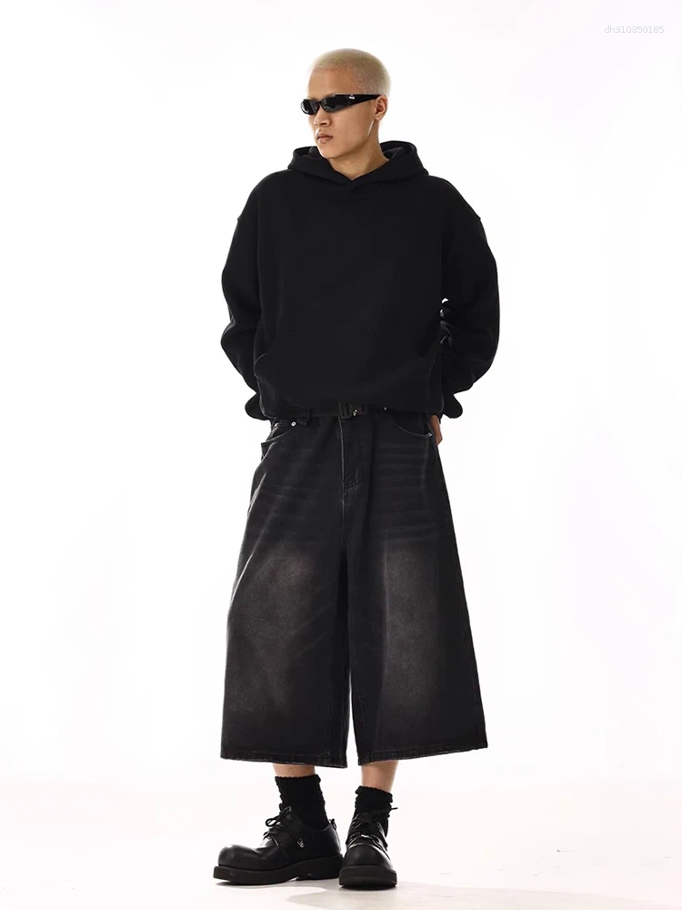 Mens Jeans REDDACHiC Plus Size Jorts Black Whiskers Cleanfit Wide Leg Casual Short Pants Hip Hop Skater Retro Summer Clothes